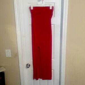 Red strapless summer dress